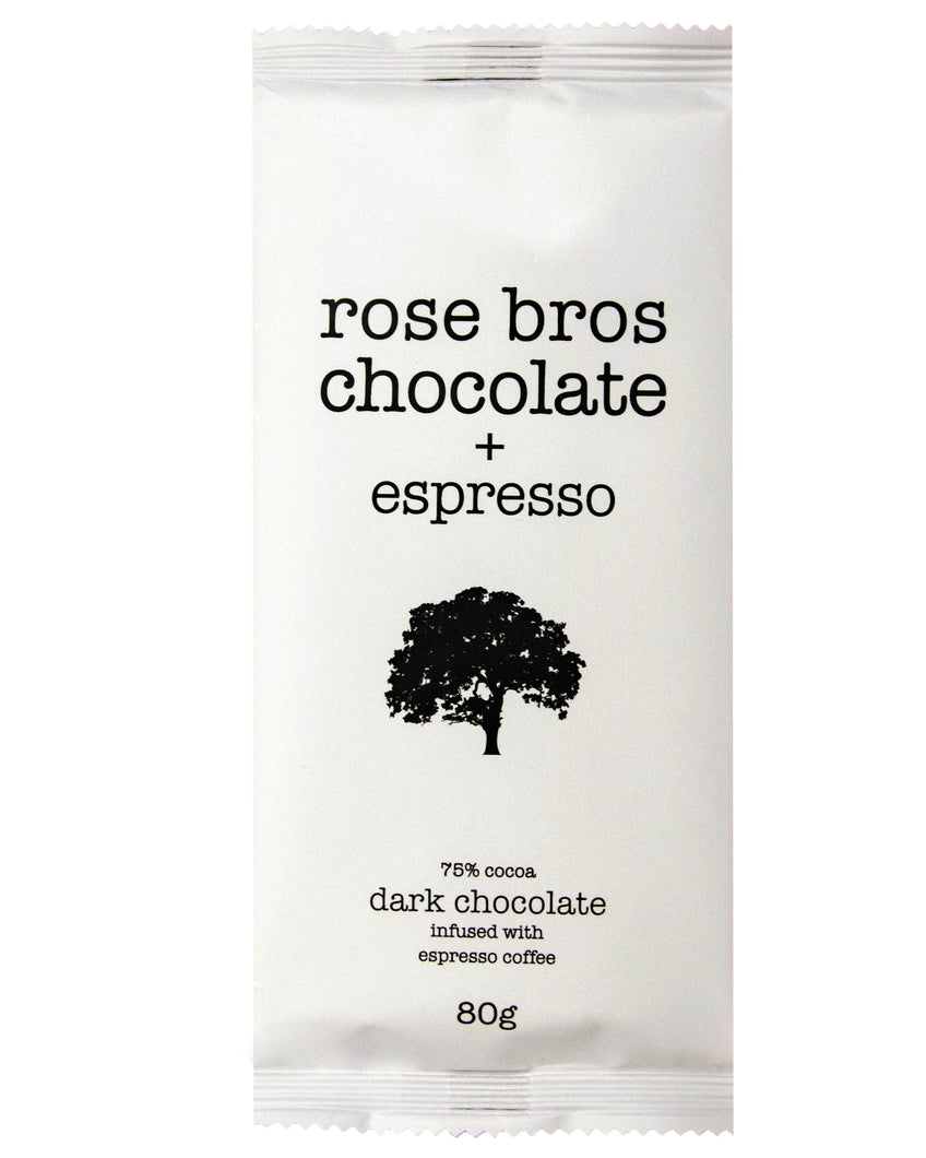 Rose Bros, Dark Chocolate, Espresso Bar, 80 g